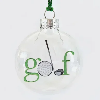 Golf Ball and Club See-Through Glass Holiday Ornament