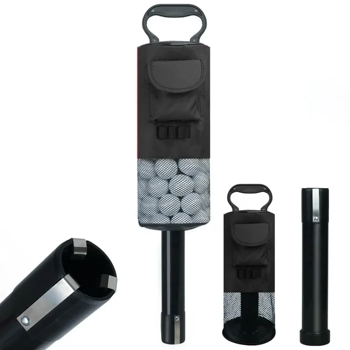 Golf Ball Retriever, Portable Shag Bag Golf Ball Pick Up with Removable Plastic Tube, Pocket Shagger Storage
