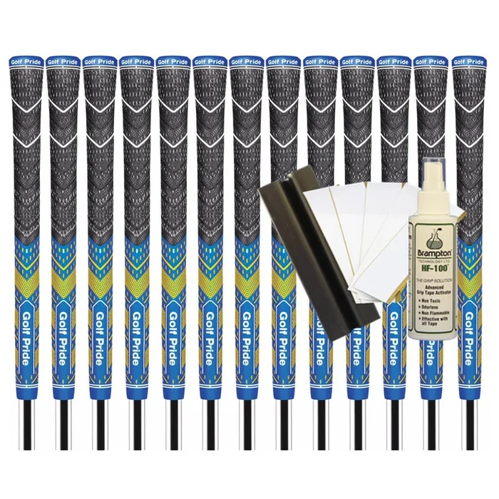 Golf Pride MCC Plus4 Teams Standard Grip (Royal Blue/Yellow) – 13pcs + Golf Grip Kit