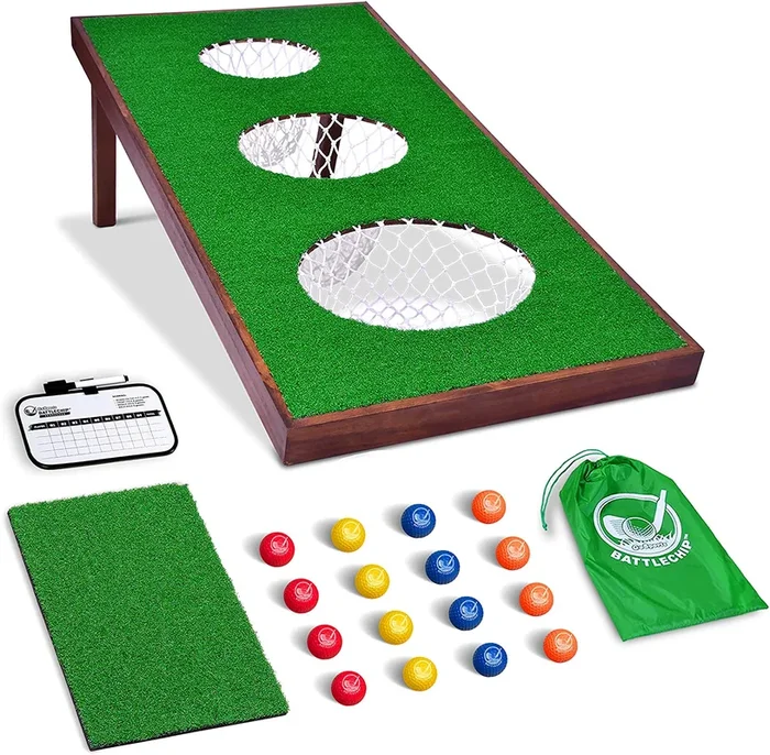 GoSports BattleChip PRO Golf Game | Includes 4′ x 2′ Target, 16 Foam Balls, Hitting Mat, and Scorecard