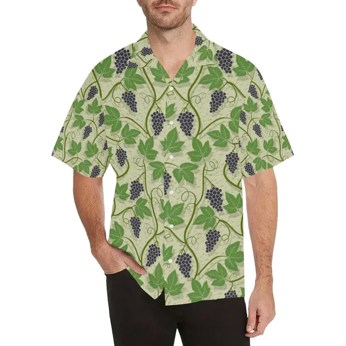 Grape Leaves Pattern Men’s All Over Print Hawaiian Shirt – For Men and Women – Fanshubus – Fanshubus.com