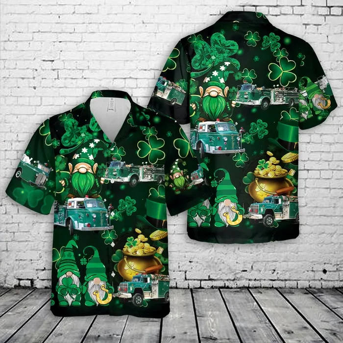 Green Old Fire Trucks Patrick’s Day Hawaiian Shirt – Fanshubus.com