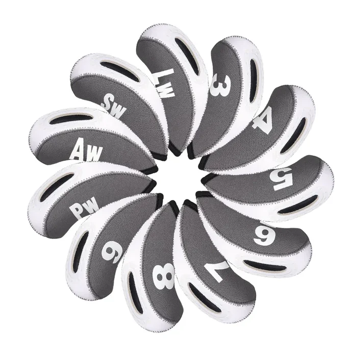 Grey Neoprene iron headcover with window 11pcs£¨3-9£¬PW,AW,SW,LW£© Head Cover