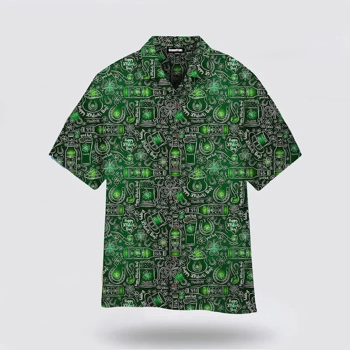 Happy Saint Patrick’s Day Hawaiian Shirt, St Patricks Day Shirts, Shamrock Hawaiian Shirt – Fanshubus.com
