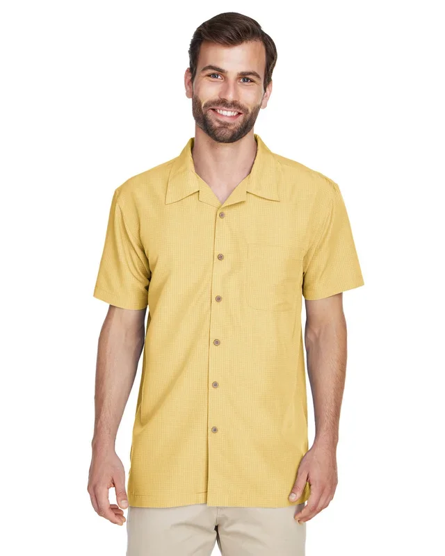 Harriton Men’s Barbados Textured Camp Shirt