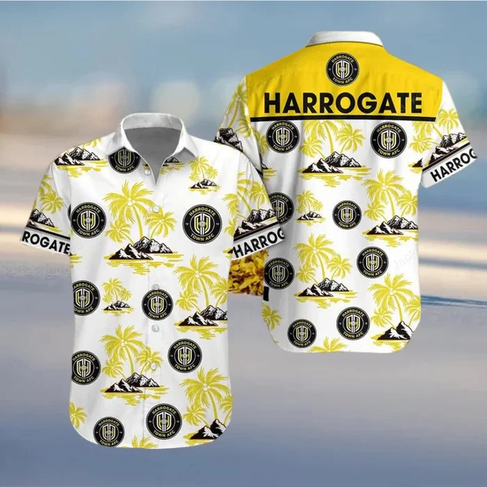 Harrogate Town AFC Button Up Shirt Hawaiian Shirt – Fanshubus – Fanshubus.com