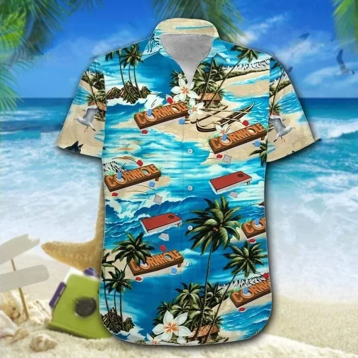Hawaiian Aloha Shirt Cornhole On The Bea- For men and women – Fanshubus – Fanshubus.com