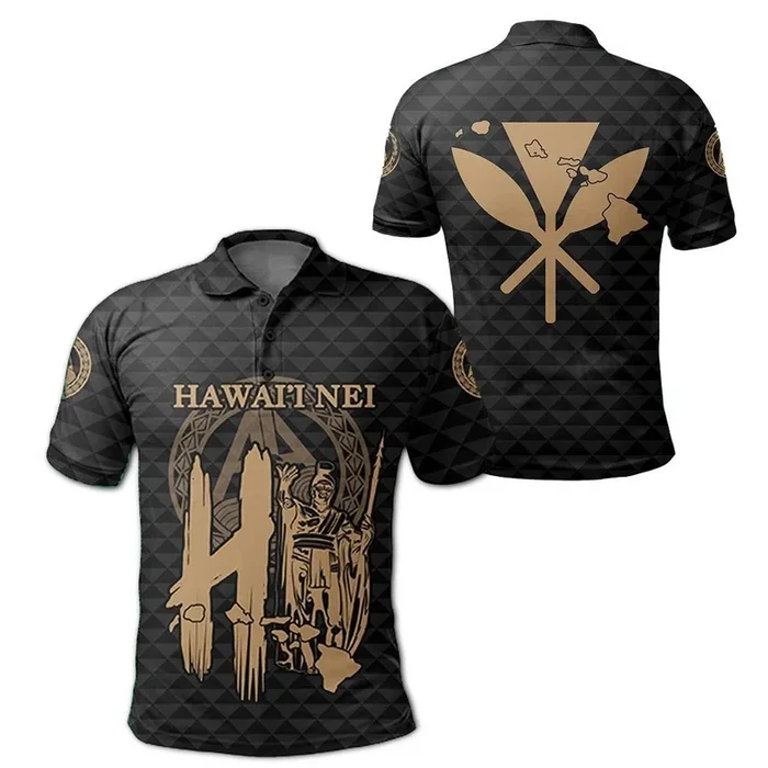Hawaiian Kamehameha Kakau Polo Shirt Gold- For men and women – Fanshubus – Fanshubus.com