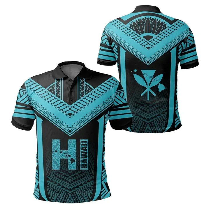 Hawaiian Kanaka Polo Shirt Active Blue- For men and women – Fanshubus – Fanshubus.com
