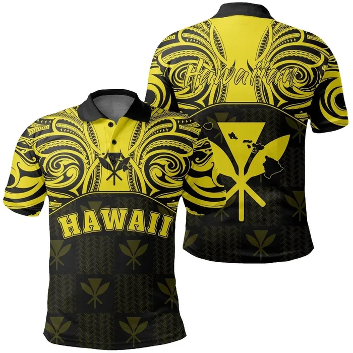 Hawaiian Kanaka Polo Shirt Demodern Yellow- For men and women – Fanshubus – Fanshubus.com