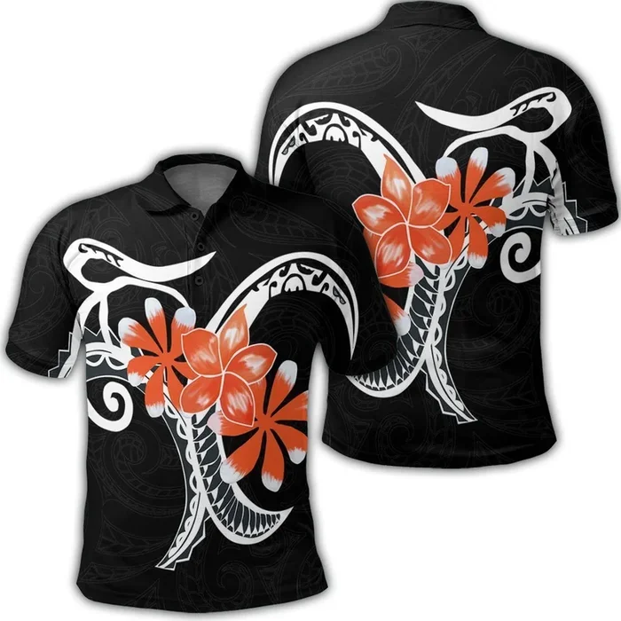 Hawaiian Plumeria Orange Polo Shirt- For men and women – Fanshubus – Fanshubus.com