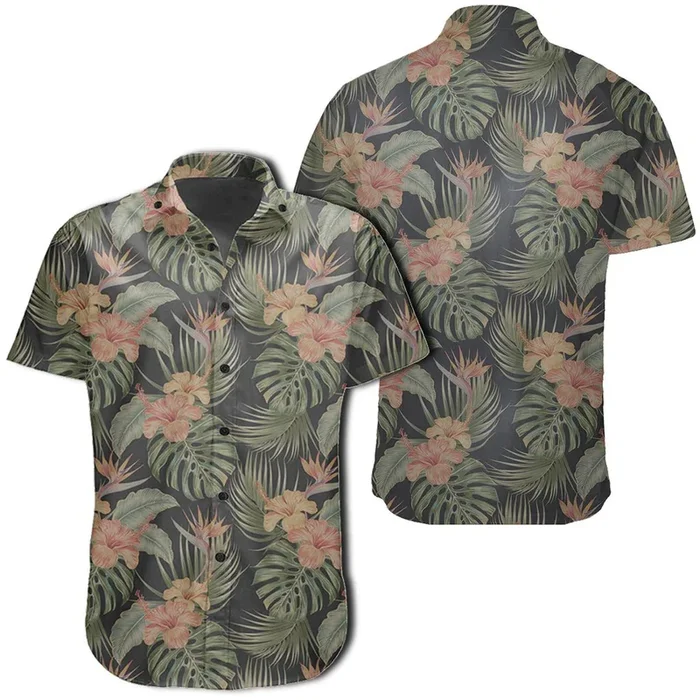 Hawaiian Shirt – Tropical Hibiscus Monstera Leaf Shirt- For men and women – Fanshubus – Fanshubus.com