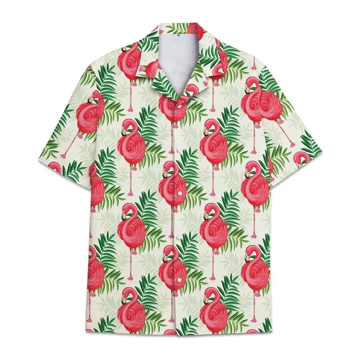 Hawaiian shirt Flamingo – Hawaiian shirt tropical flower and leaf tropical combined with Flamingo – For Men and Women – Fanshubus – Fanshubus.com