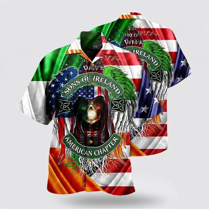 Irish Son Of Ireland American Chapter Saint Patricks Day Hawaiian Shirt, St Patricks Day Shirts, Shamrock Hawaiian Shirt – Fanshubus.com