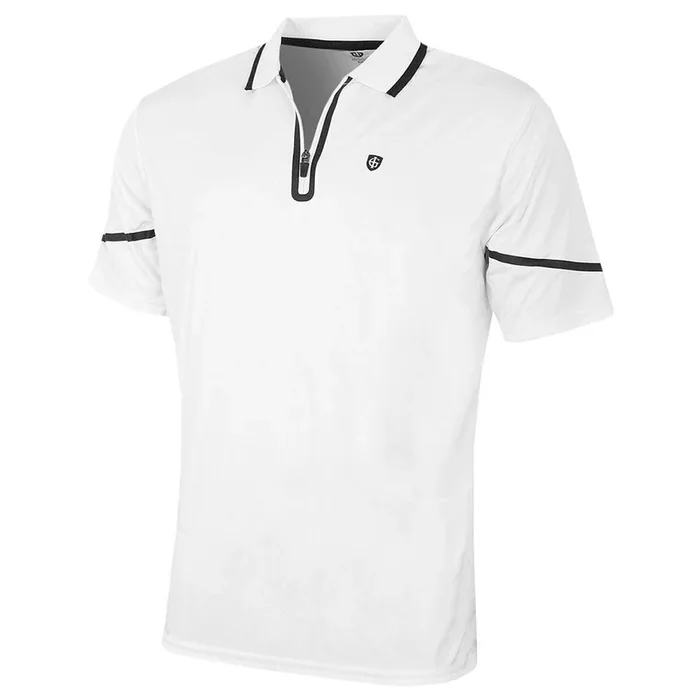 Island Green Zip Placket Polo Shirt – White/Black