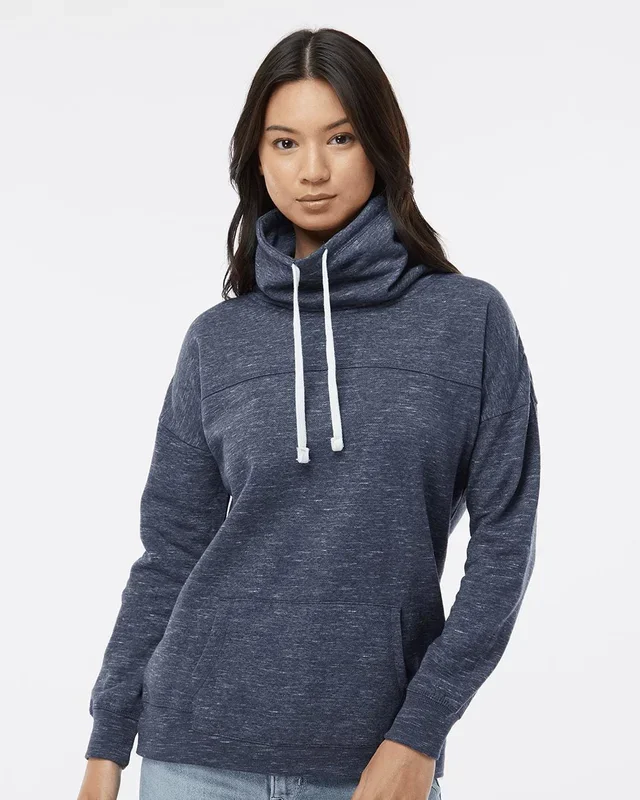 J. America Women’s Mélange Fleece Cowl Neck Sweatshirt 6203