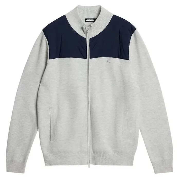 J.Lindeberg Bridge Knitted Hybrid Golf Jacket Light Gray Melange – FW23 Men