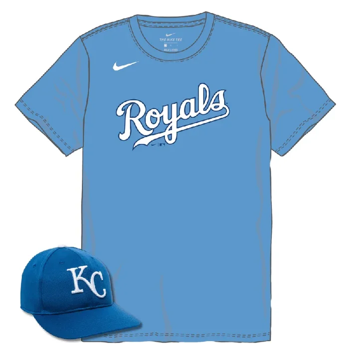Kansas City Royals Youth Nike Jersey & Outdoor Cap MLB-350 Hat Bundle
