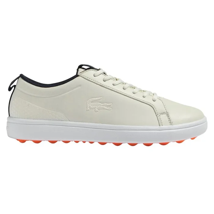 Lacoste G Elite Synthetic Spikeless Golf Shoes Off White/White – 23 Men