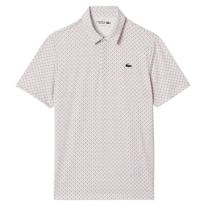 Lacoste Printed Recycled Polyester Golf Polo White – FW23 Men