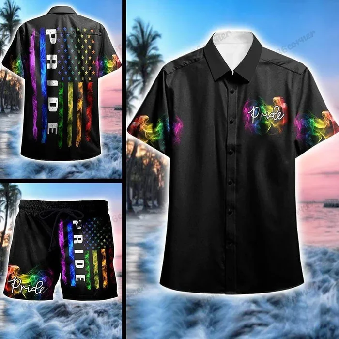 Lgbt+ Pride Rainbow Us Flag Aloha Hawaiian Shirts- For men and women – Fanshubus – Fanshubus.com