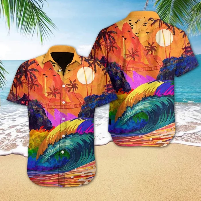 LGBT Sunset Hawaiian Shirt – Hawaii Shirt- For men and women – Fanshubus – Fanshubus.com