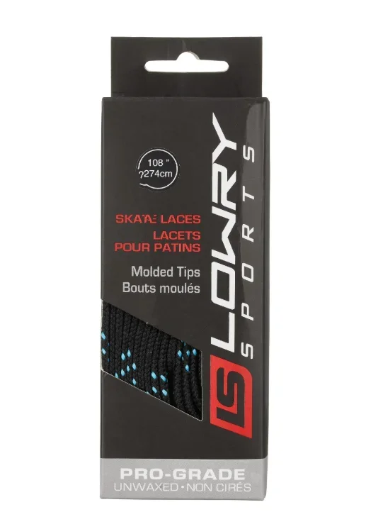 Lowry Pro-Grade Black/Blue Lace Length 120″ New Hockey Laces Non-Waxed