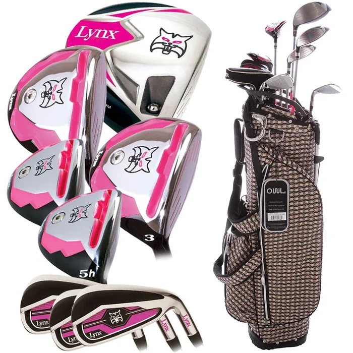 Lynx Ladies 11-Piece Premium Crystal Golf Package Set – Khaki/Black/Brown