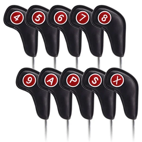 Magnetic Extended Version Leather Iron Headcover Set