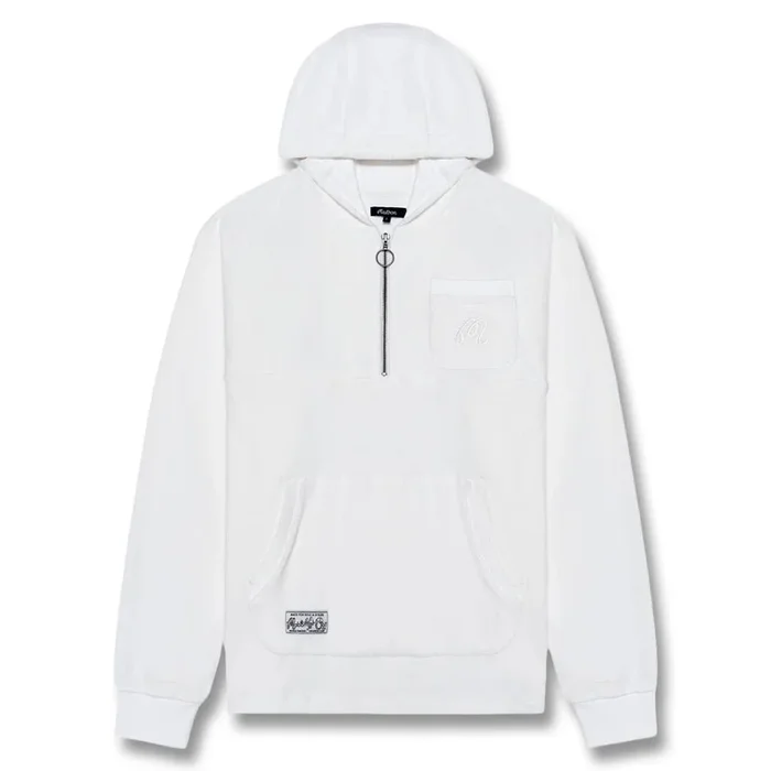 Malbon Castello French Terry Quarter Zip Golf Hoodie White – SS25 Men