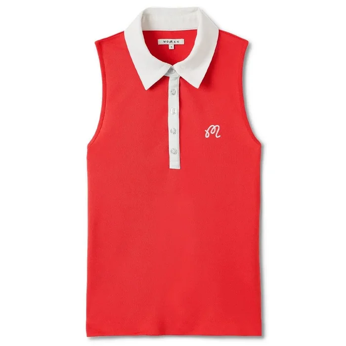 Malbon Claudia Sleeveless Golf Polo Red – SU23 Women