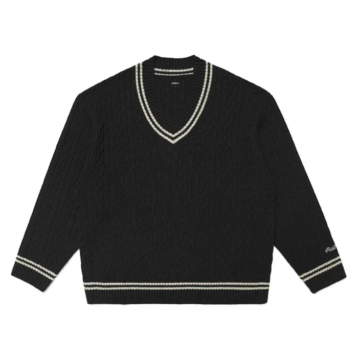 Malbon Ivy Cable Knit Oversized Golf Sweater Black – FW22 Men