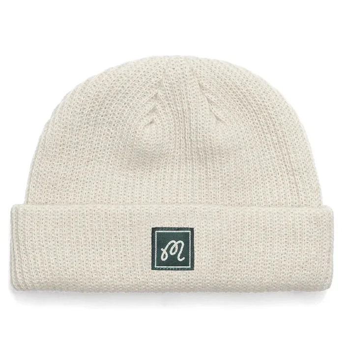 Malbon M Script Fisherman’s Knit Golf Beanie Ecru – 23 Men