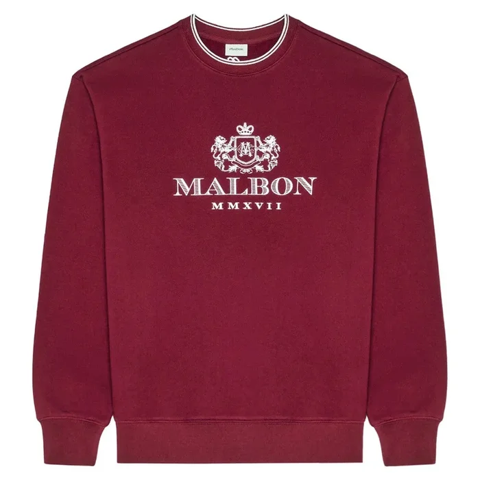 Malbon Monarch Crewneck Golf Sweatshirt Red Mahogany – FW25 Men
