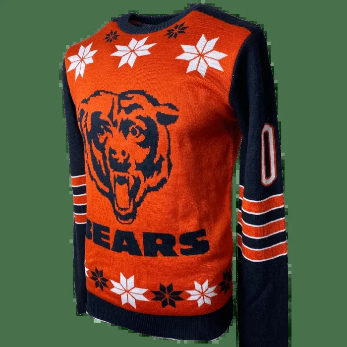Men’s Chicago Bears NFL Team Apparel Festive Knit Pullover Sweater