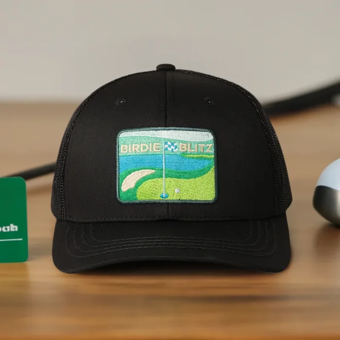Men’s Golf Patch Embroidered Baseball Cap with Meshed Back
