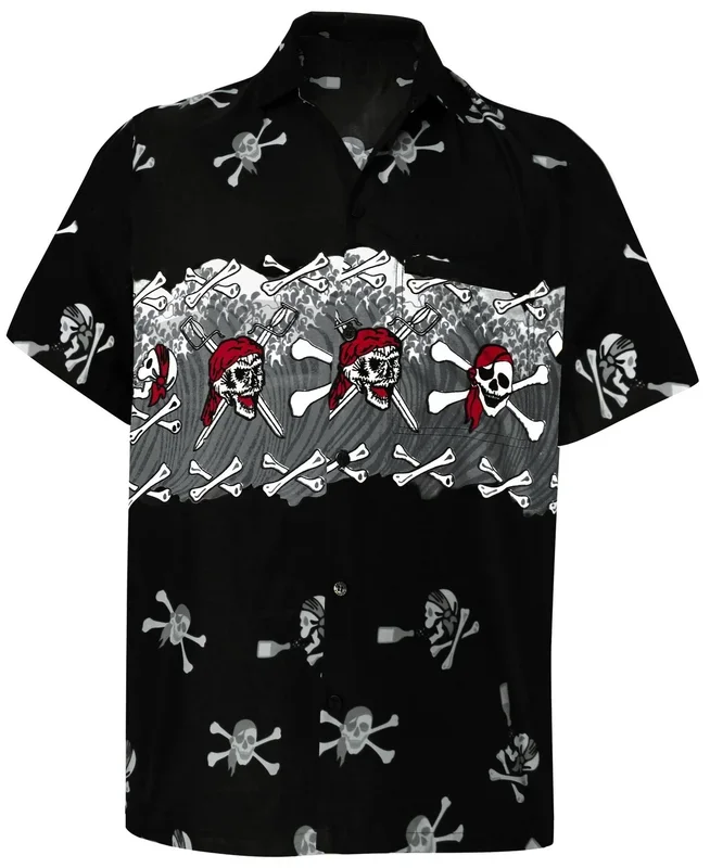 Men Casual Beach hawaiian Shirt Aloha Tropical Beach front Pocket Short sleeve Hawaii Black – Fanshubus – Fanshubus.com
