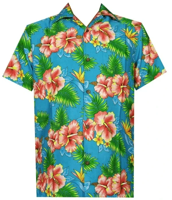 MenS Hawaiian Shirt Hibiscus Flower Print Beach Party Aloha Camp Hawaiian Shirt For Men – Fanshubus – Fanshubus.com