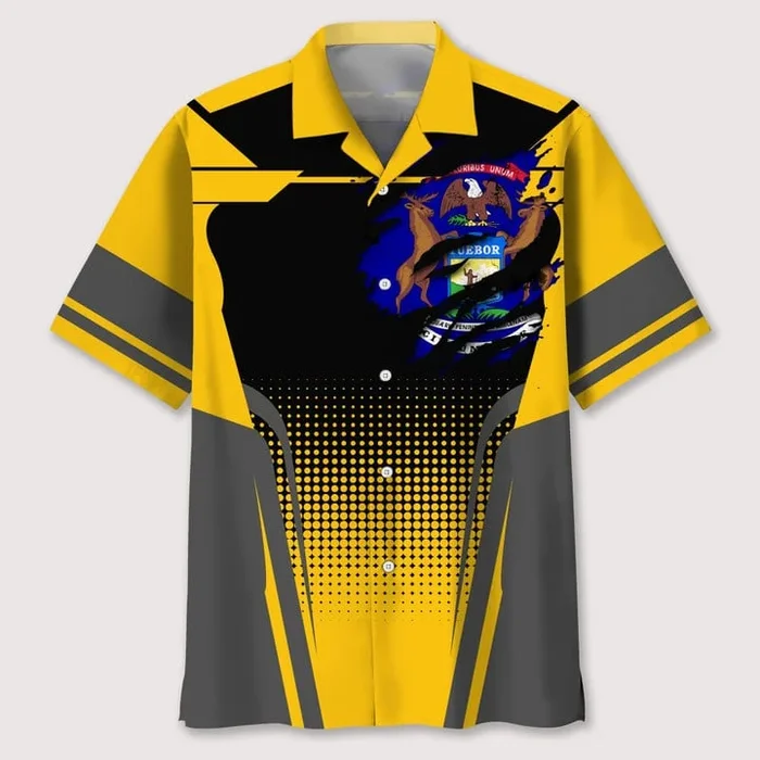 Michigan Yellow American Hawaii Shirt – Fanshubus.com