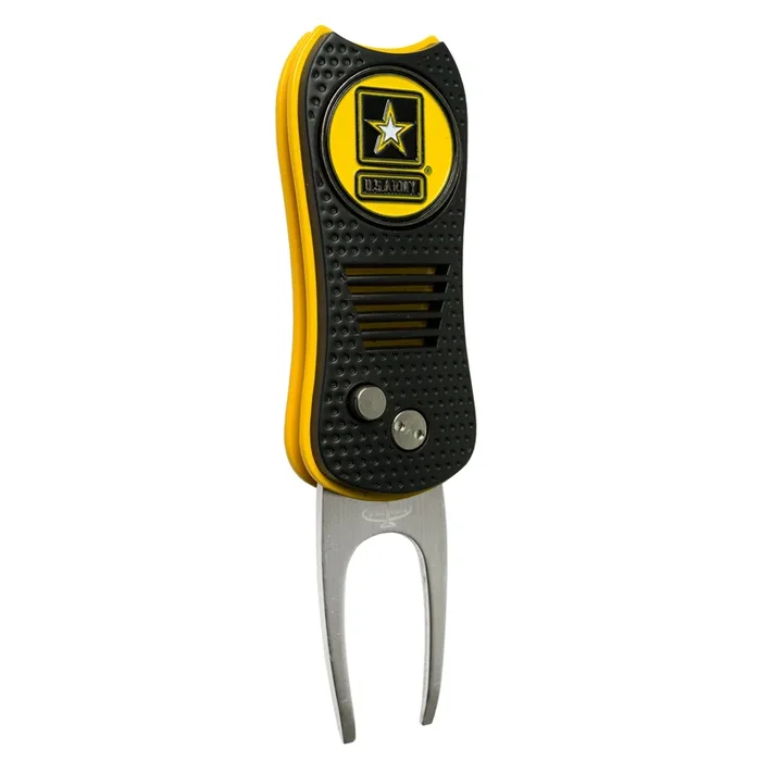 Military Switchblade Divot Repair Tool with Double-Sided Removable Magnetic Ball Marker (ARMY)