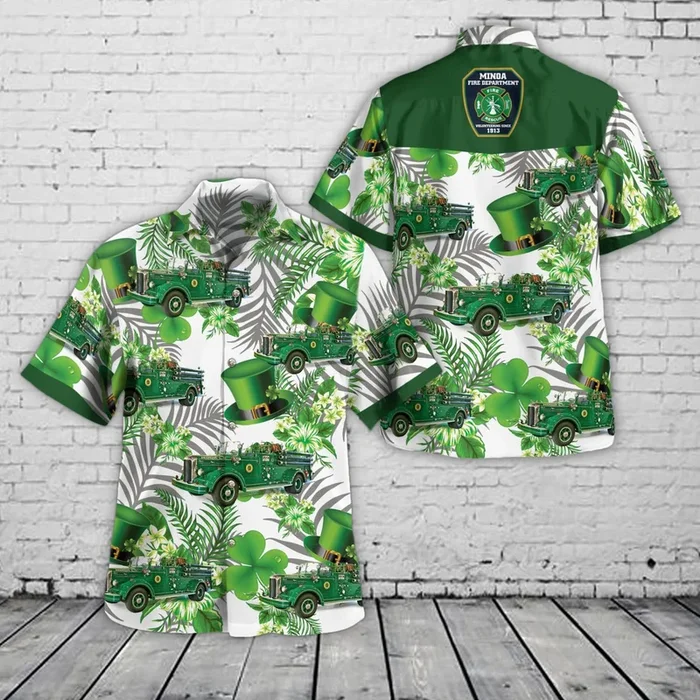 Minoa, New York, Minoa Fire Department Engine 1 1953 Mack L85, St Patrick’s Day Hawaiian Shirt – Fanshubus.com