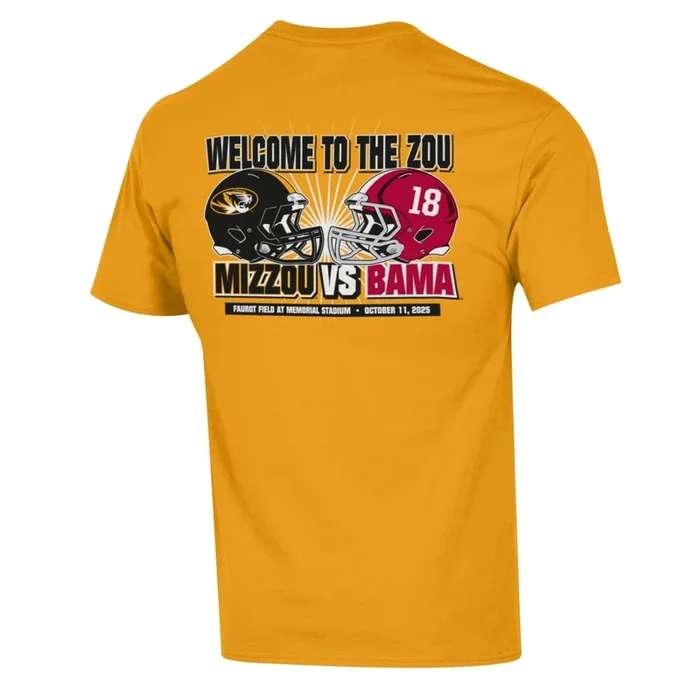 Mizzou Tigers Champion® Official MU vs Alabama Game Day Gold T-Shirt