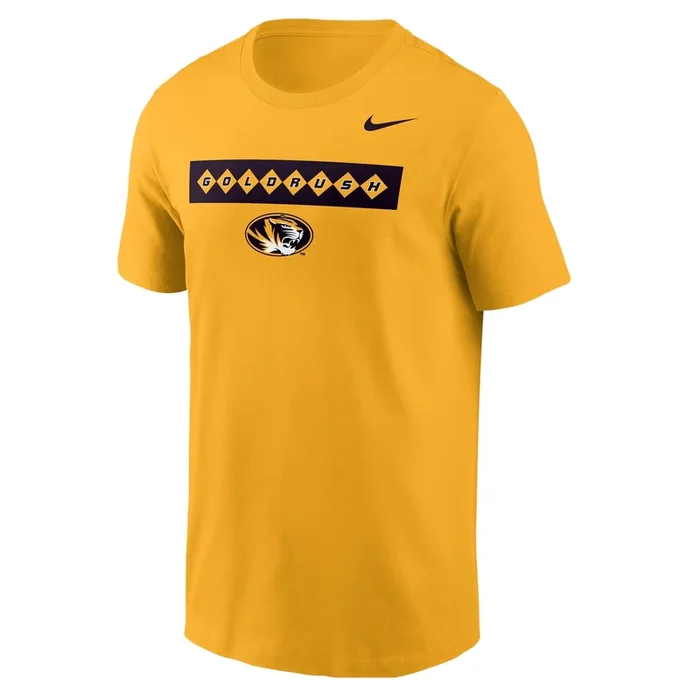 Mizzou Tigers Nike® 2025 Gold Rush Diamonds Oval Tiger Head Gold T-Shirt