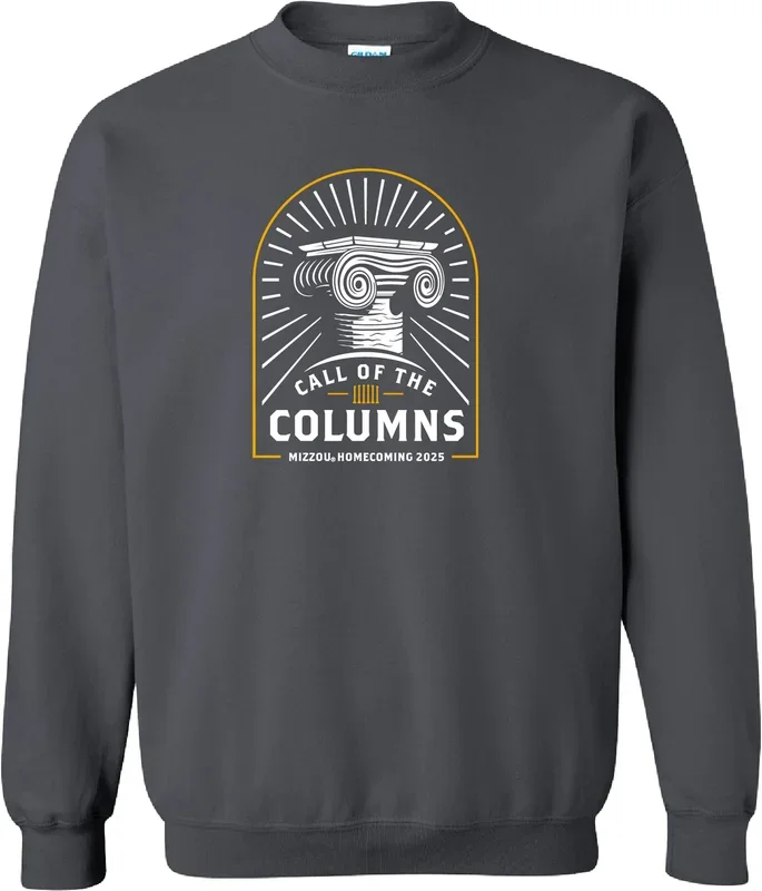 Mizzou Tigers Official Homecoming 2025 Call of the Columns Charcoal Crew Sweatshirt