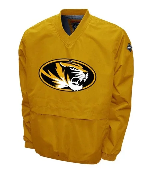 Mizzou Tigers Oval Tiger Head V-Neck Gold Pullover Windshirt
