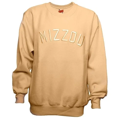 Mizzou Tonal Embroidered Yellow Crew Sweatshirt
