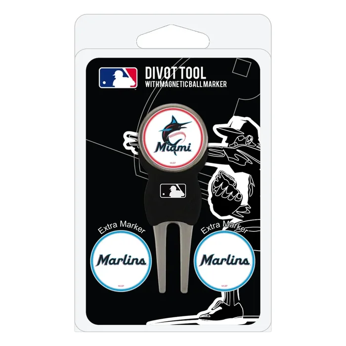 MLB Unisex Cool Divot Tool with Golf Ball Marker (Miami Marlins)