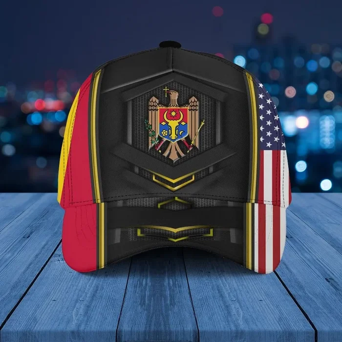 Moldova Coat Of Arms & American Flag Unisex Cap – Fanshubus.com