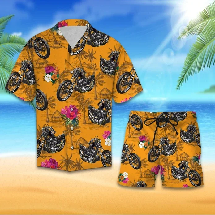 Motorbike Tropical Hawaiian Shirt Set – Unisex – Fanshubus.com