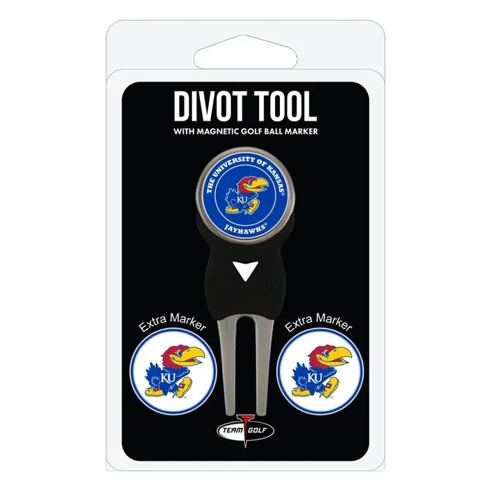 NCAA Personalized Divot Tool with 3 Double-Sided Golf Ball Marker (Kansas Jayhawks)